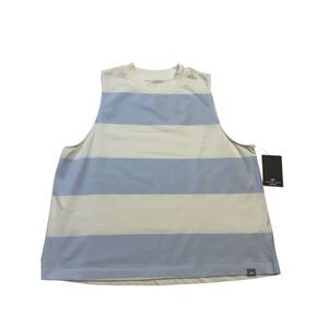 Andrew Marc Sport Rugby Striped Sleeveless Knit Tank Top Blue White Size L NWT